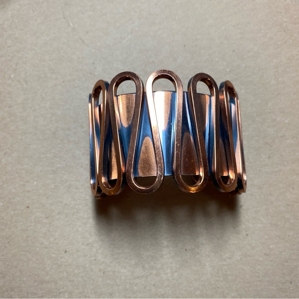 Vintage RENOIR Ribbon Swirl Wide Copper Cuff Bracelet